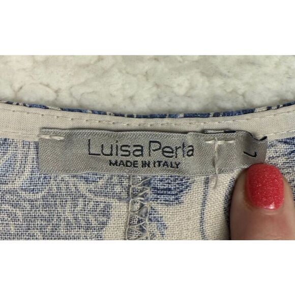 Luisa Perla Made In Italy‎ Crochet Trim Ruffle Sleeve Linen Lace Dress Large - Picture 3 of 8